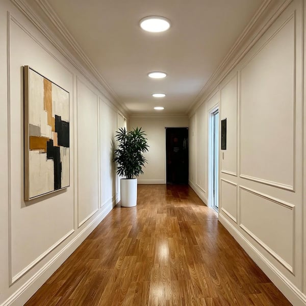 11.8 in. 24-Watt White Integrated LED 2160 Lumens Round Flat Panel Flush Mount Ceiling Light with Color Change 5CCT