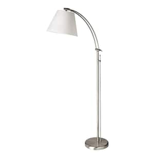 61 in. H 1-Light Satin Chrome Floor Lamp (Task) with Fabric Shade