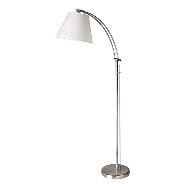 Dainolite 61 in. H 1-Light Satin Chrome Floor Lamp (Task) with Fabric Shade