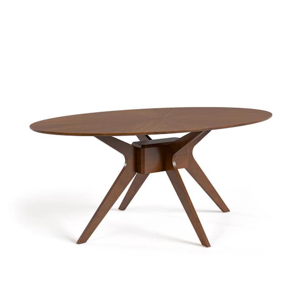 Pearlcrest Mid Century Modern Walnut Wood 70.8 in. 4 Leg Oval Dining Table Seats 4