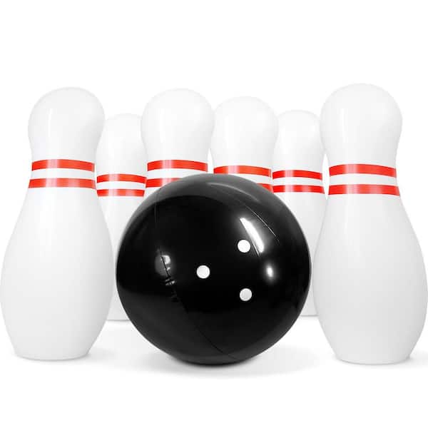 One 18 in. Ball and Six 24 in. Pins Giant Inflatable Bowling Set for Kids and Adults