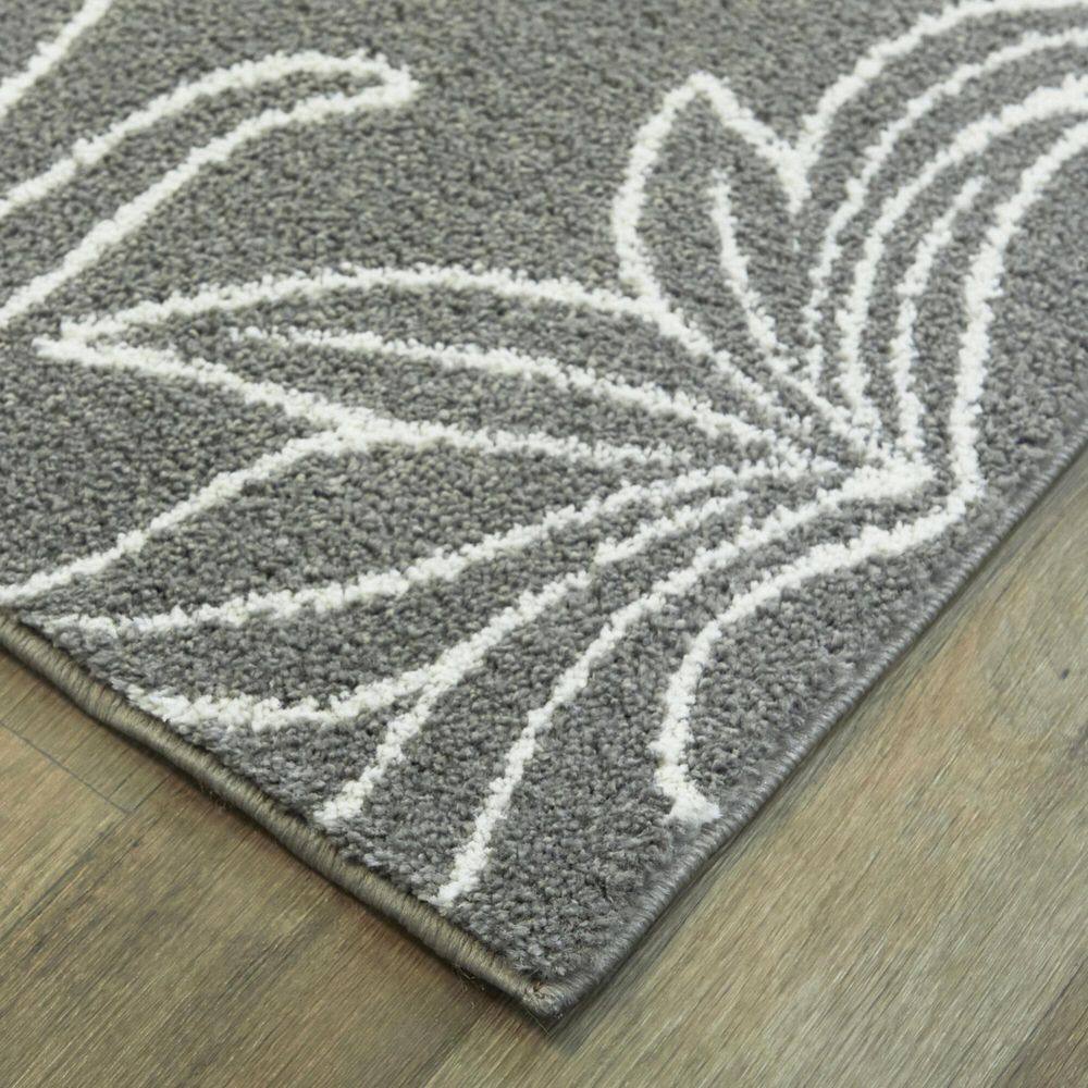 Gray Synthetic Non-slip Rectangular Kids' Dinosaur Rug