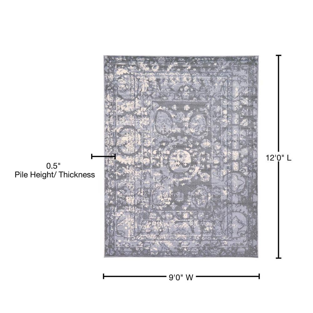 Reversible Easy-Care La Jolla 9' x 12' Gray Synthetic Rug