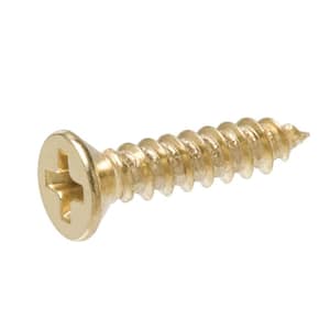 #4 x 1/2 in. Brass-Plated Flat-Head Phillips Drive Decor Screw (4-Pieces)