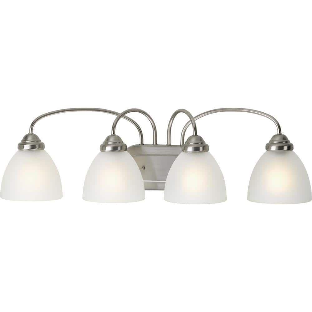 Heart Brushed Nickel 4-Light Bath Fixture with Etched Glass Shades