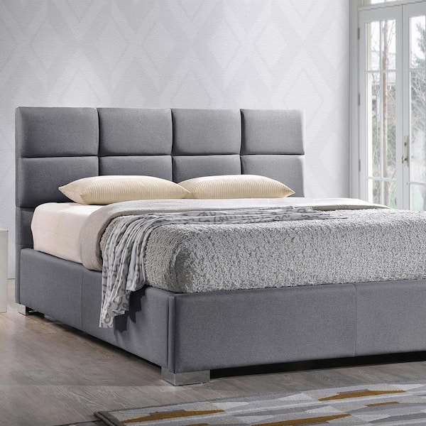 Baxton Studio Sophie Gray King Upholstered Bed