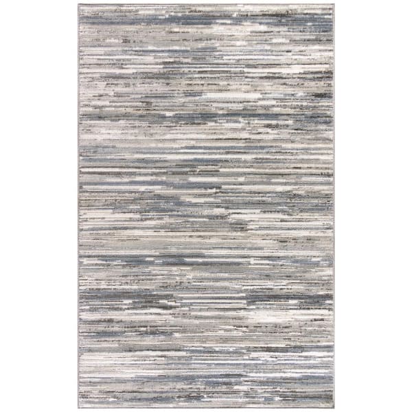 Nourison Serenity Home Ivory Grey Blue 4 ft. x 6 ft. Abstract Contemporary Area Rug