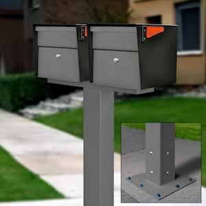 Mail Manager X2 Locking Mailbox Kit with Surface-Mount Post, Granite, Black, 2 Compartment High Security Mailbox Bundle