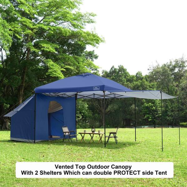 10 ft. x 10 ft. Navy Blue Canopy Tent with 2-Sidewalls, 4-Poles, 4