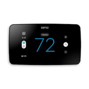 Sensi Touch 2 Smart Thermostat, Wi-Fi 7-Day Programmable, Touchscreen Color Display, Data Privacy, C-Wire Required-Black