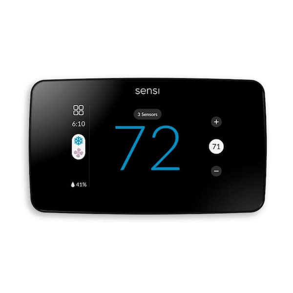 Sensi Touch 2 Wi-Fi 7-Day Programmable Thermostat, Touchscreen Color Display, Data Privacy, C-Wire Required-Black