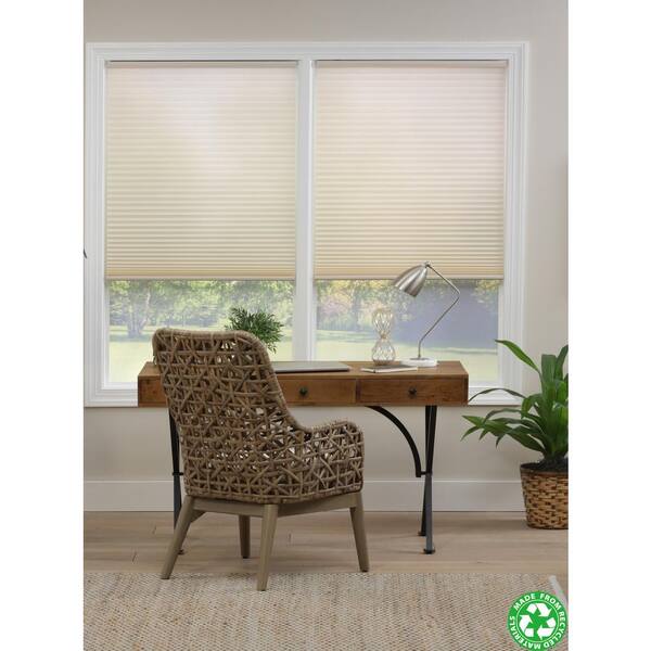 Beige Privacy Light Filtering Cordless Cellular Shades Window Blind 67" W 64" H 