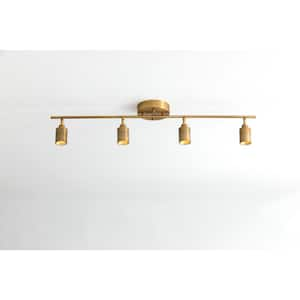 Shura 37 in. 4-Light Brushed Brass Integrated LED Flush Mount Ceiling Light with Rotatable Heads, 3000k, 2240 Lumens