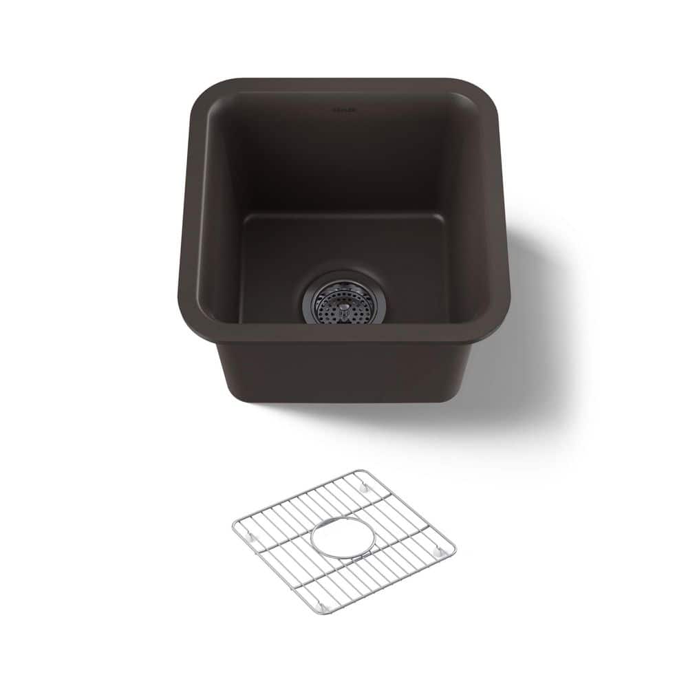 KOHLER Cairn Matte Brown Granite Composite 16 in. Undermount Bar