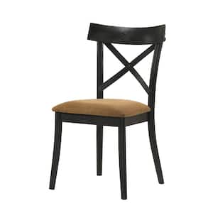 Hillary Brown Leathaire & Black Finish Side Chair Set of 2