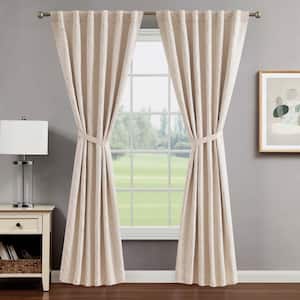 Collins Champagne Branch Pattern Polyester 50 in. W x 84 in. L Back Tab Blackout Curtain (2-Panels with 2-Tiebacks)