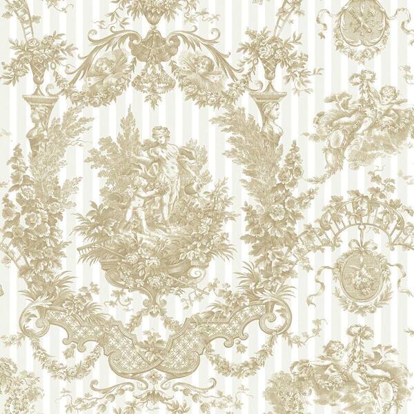 The Wallpaper Company 8 in. x 10 in. Biscuit Cherub Damask Wallpaper Sample