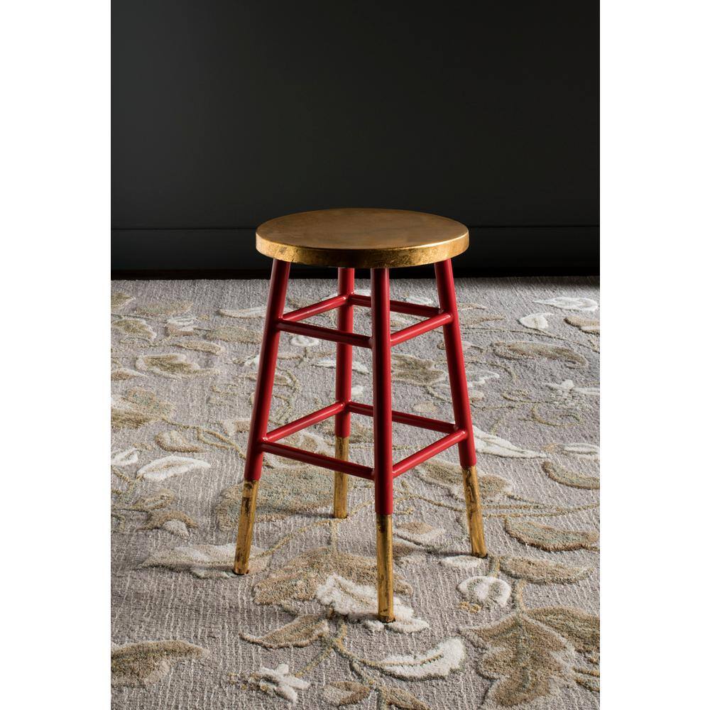 Transitional 24" Red and Gold Metal Counter Stool