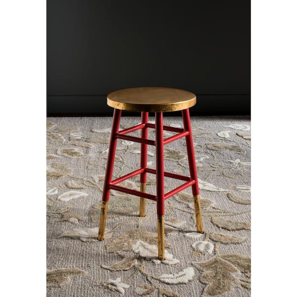 Emery 24 in. Red/Gold Counter Stool