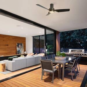 Barnet 44 in. Integrated LED Indoor/Outdoor Black Smart Ceiling Fan with Light and Remote, Works with Alexa/Google Home