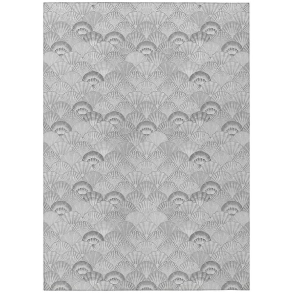 Surfside Gray 9 ft. x 12 ft. Geometric Indoor/Outdoor Area Rug