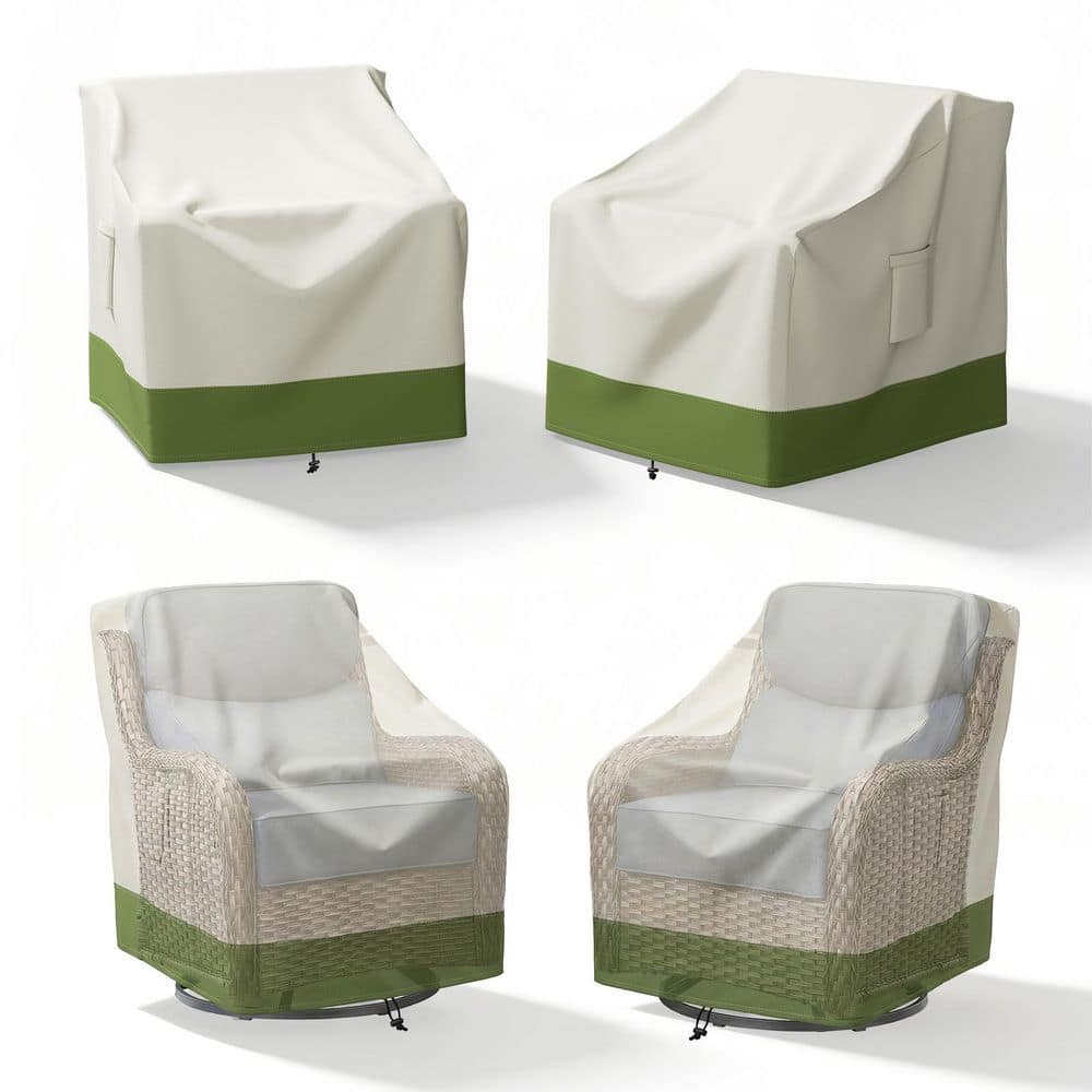 2-Pack 35.4 in.W x 35.4 in.D x 35 in.H Large White and Light Green Outdoor Patio Chair Oxford Fabric Cover for 2 Chairs price history on PriceWatchPro