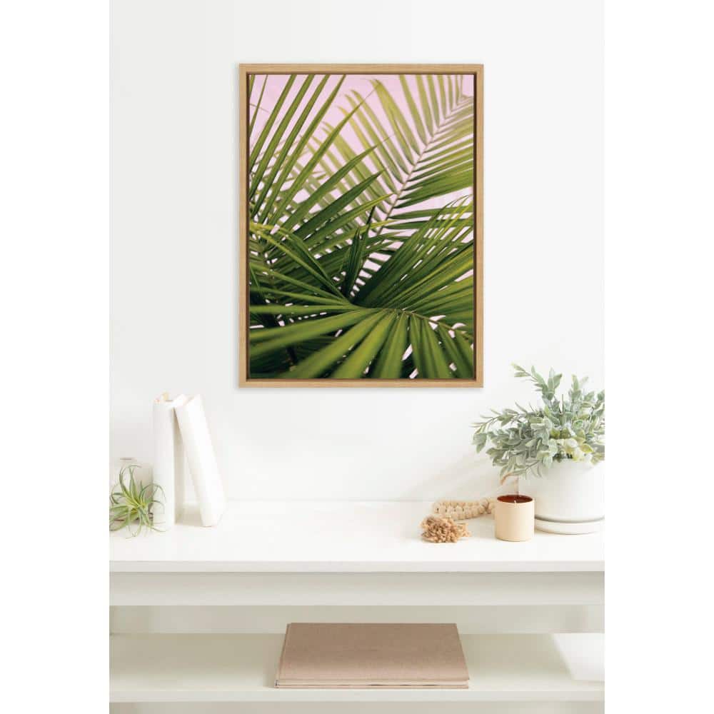 Natural Beach Palm Frond Canvas Wall Art in Wooden Frame