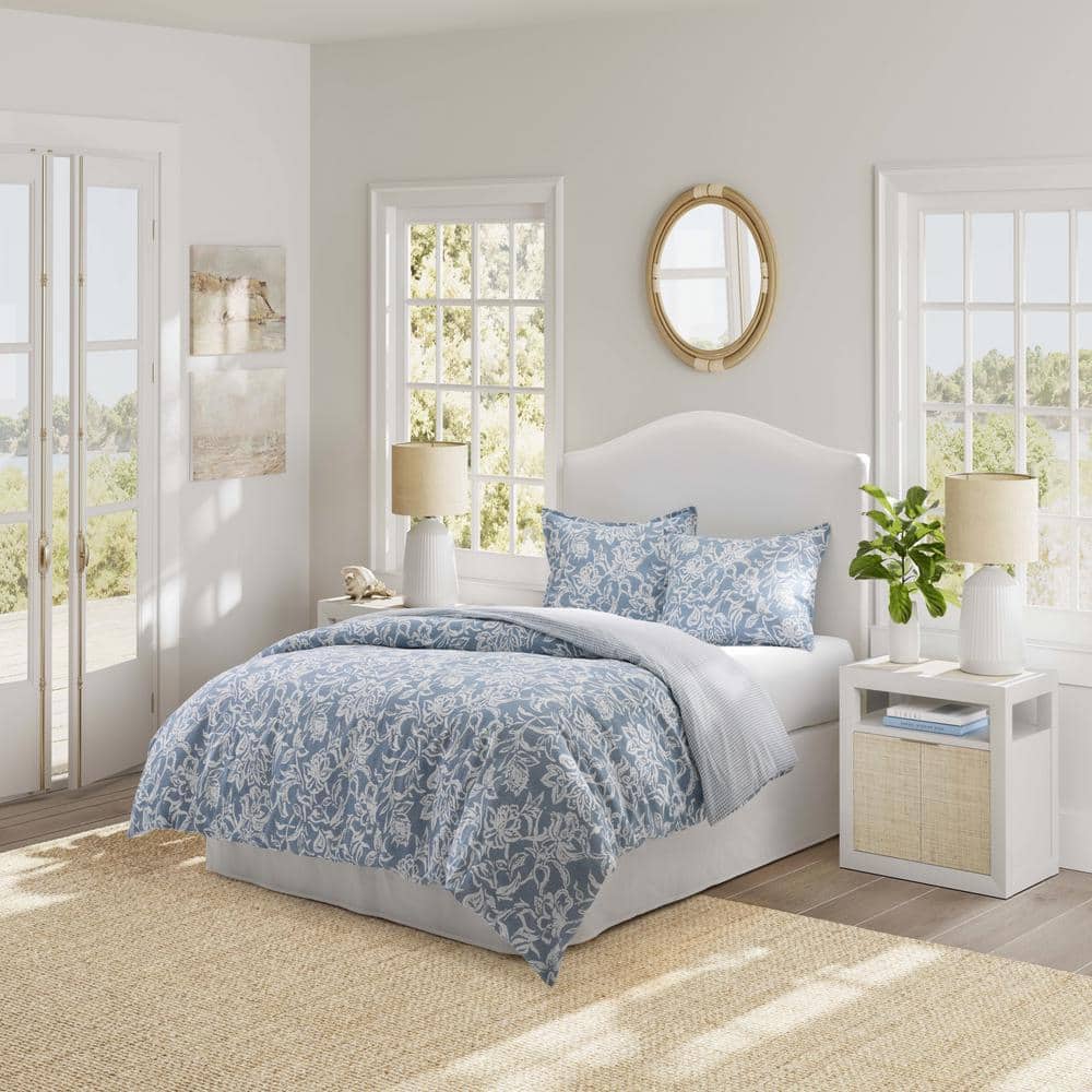 【gelato pique】 comforter cover 3set Nautica Tortola 3-Piece Blue Cotton Slub Full/Queen Comforter Set