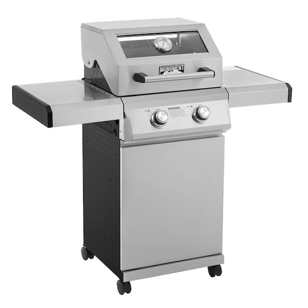 Monument Grills 2-Burner Propane GAS Grill in Stainless with Clearview Lid and LED Controls