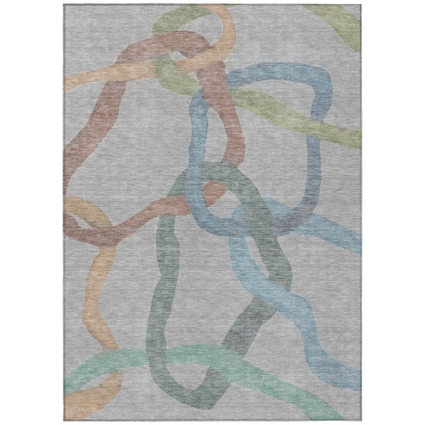Chantille Machine Washable Indoor/Outdoor Abstract ACN2394 Gray 8 ft. x 10 ft. Area Rug