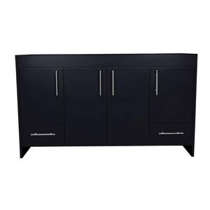 Pacific 60 in. W x 18 in. D x 33.88 in. H Bath Vanity Cabinet without Top in Glossy Black