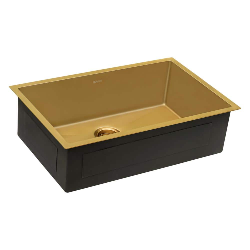 27-Inch Gold Stainless Steel Undermount Single Bowl Kitchen Sink