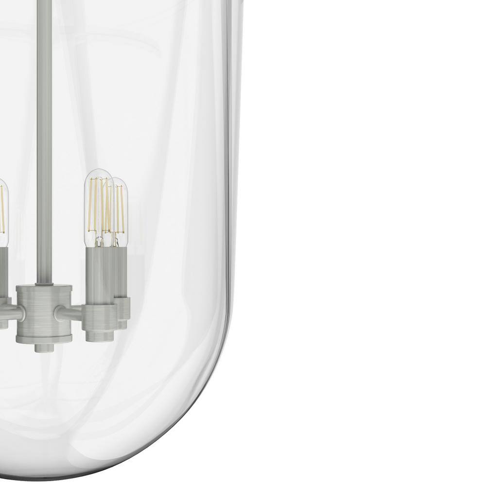 Brushed Nickel 4-Light Clear Glass Pendant