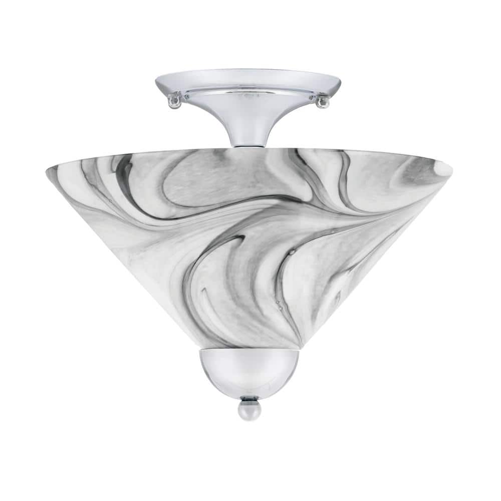 Bristol 12 in. 2-Light Chrome Transitional Semi-Flush Mount with 12 in. Ony