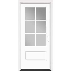 Performance Door System 36 in. x 80 in. VG 6-Lite Left-Hand Inswing Clear White Smooth Fiberglass Prehung Front Door