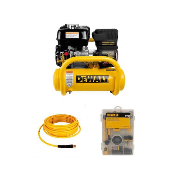 4 Gal. Honda Gas Air Compressor, 1/4 in. x 50 ft. Air Hose and 25 Piece Coupler/Plug Kit