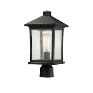 Portland 16 in. 1-Light Bronze Aluminum Hardwired Outdoor Weather Resistant Post Light Round Fitter w/No Bulb Included