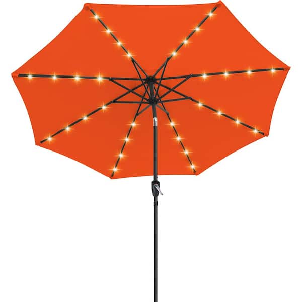ABCCANOPY 9 ft. LED Market Solar Tilt Outdoor Patio Umbrella in Orange