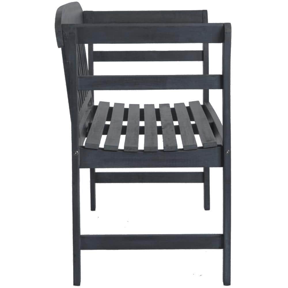 Transitional Ash Grey Acacia Wood 2-Seat Outdoor Bench