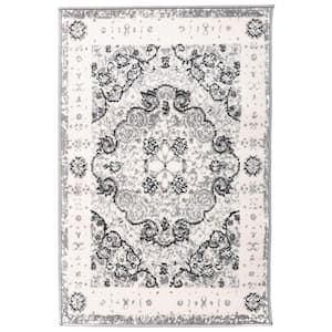 Traditional Distressed Medallion 2 ft. x 3 ft. Gray Area Rug