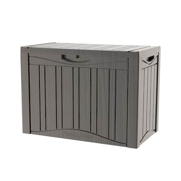 45 Gallon Outdoor 300 lbs Capacity Resin Deck Box, Waterproof Patio Storage Container with Extra Seating