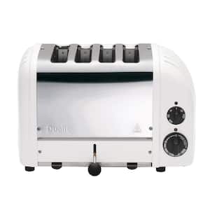 New Gen 4-Slice White Wide Slot Toaster with Crumb Tray