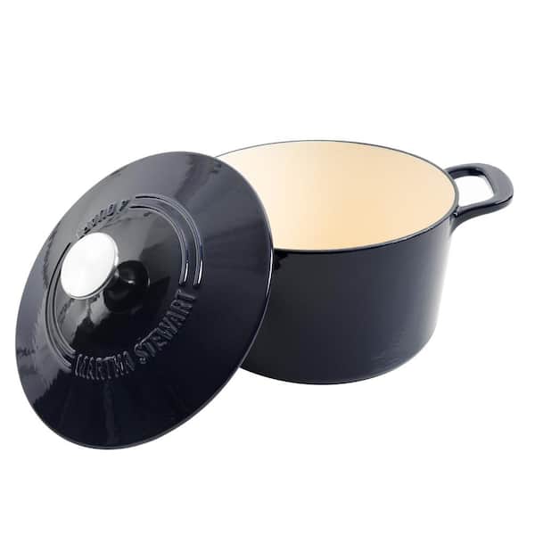 MARTHA STEWART 2-Piece 7-qt. and 5-qt. Enameled Cast Iron Dutch Oven Set  with lid in Navy 985119111M - The Home Depot