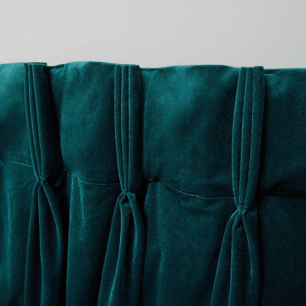 Velvet Teal Solid Polyester 52 in. W x 84 in. L Hidden Tab Top Light Filtering Curtain Panel (Double Panel)