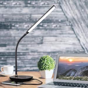 Strive 22 in. LED Desk Lamp with USB Charging, Black