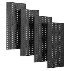 Black Metal Pegboard Wall Panels for Garage Tool Storage (4-Pack)