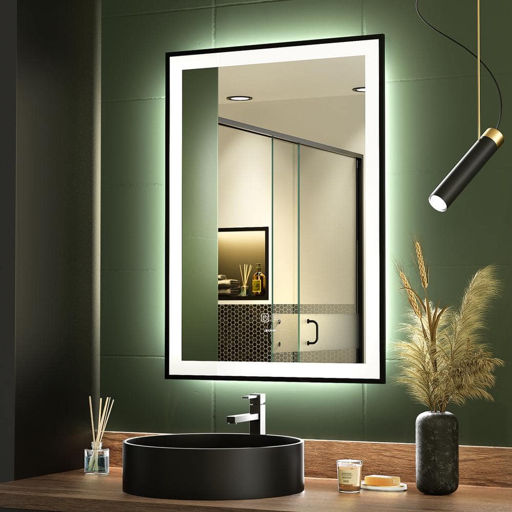 GP GANPE GANPE 20 in. W x 28 in. H Large Rectangular Framed Dimmable Wall Bathroom  Vanity Mirror in Sliver GANPE-HC1025CAD2028 The Home Depot