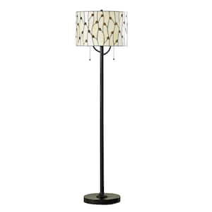 Vines 61 in. ORB Tiffany Floor Lamp with Warm Natural Shade