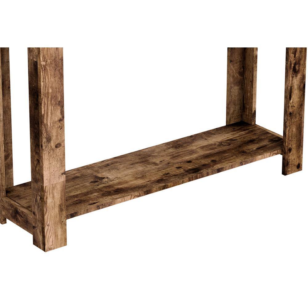 Transitional Brown Reclaimed Wood Console Table with Storage