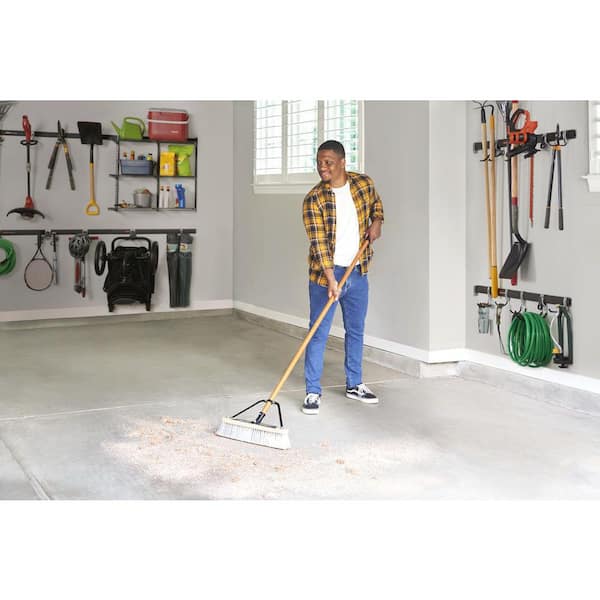 18 in. Jobsite Heavy Duty Multi-Surface Push Broom, Dual Fiber Bristles, Indoor/Outdoor for Garage, Patio and Driveway